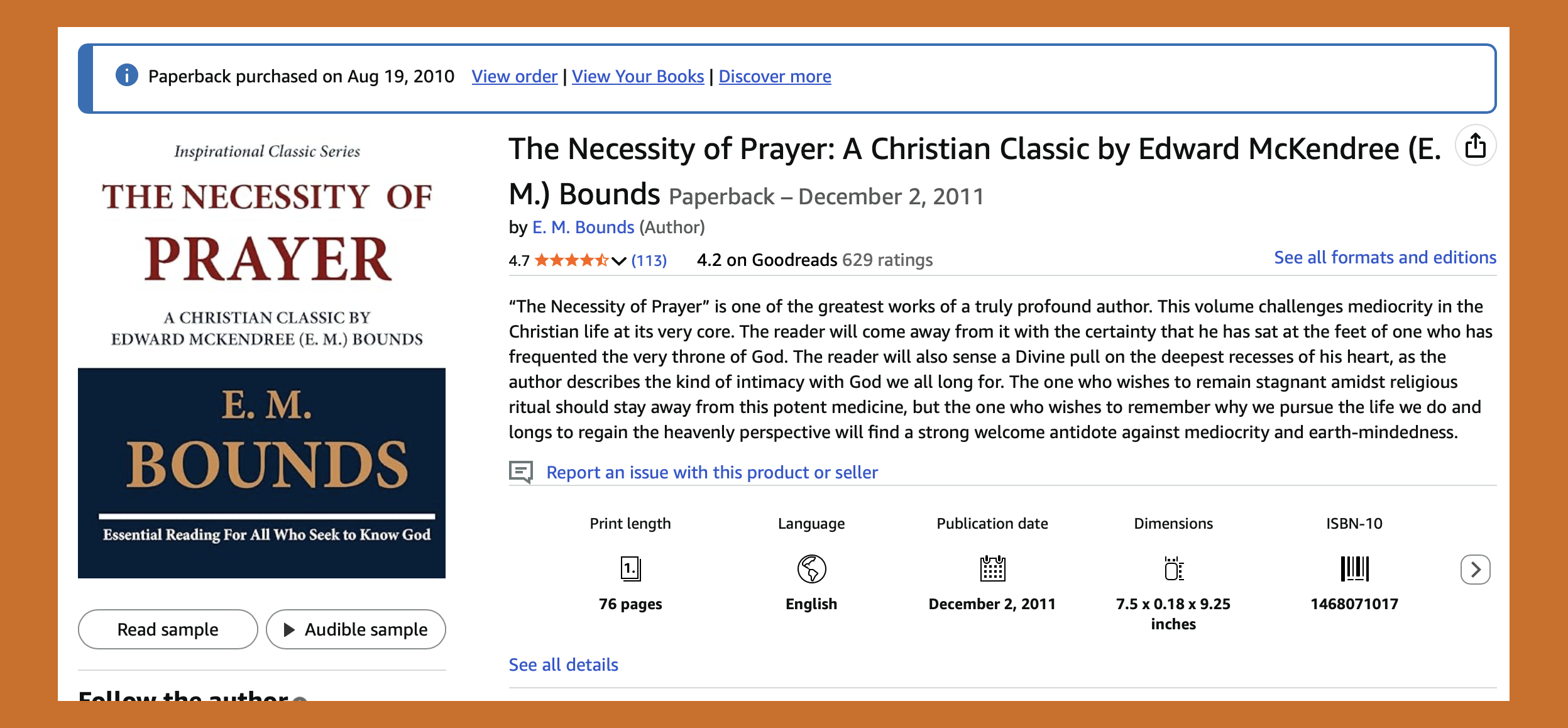The Necessity of Prayer by Bounds Review
