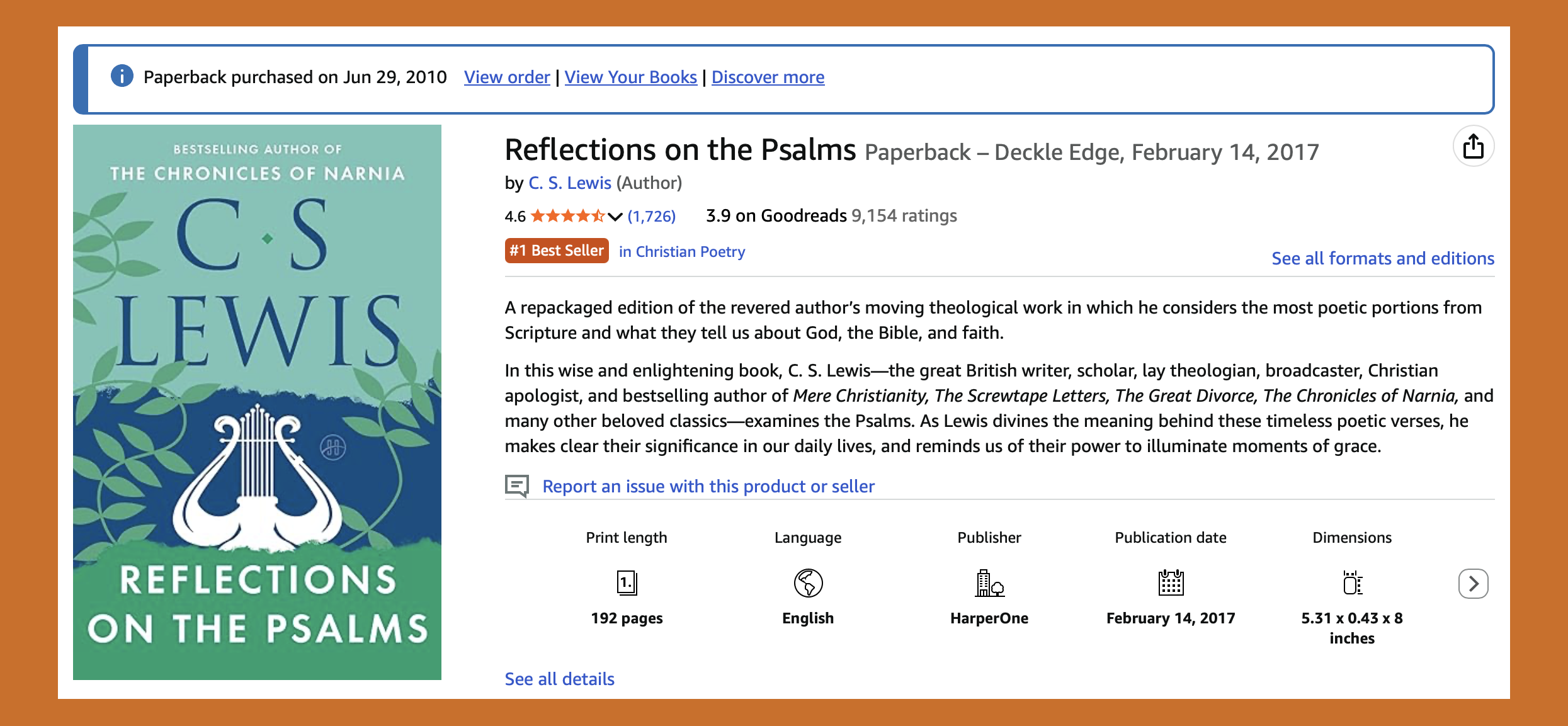 Reflections on the Psalms by Lewis Review